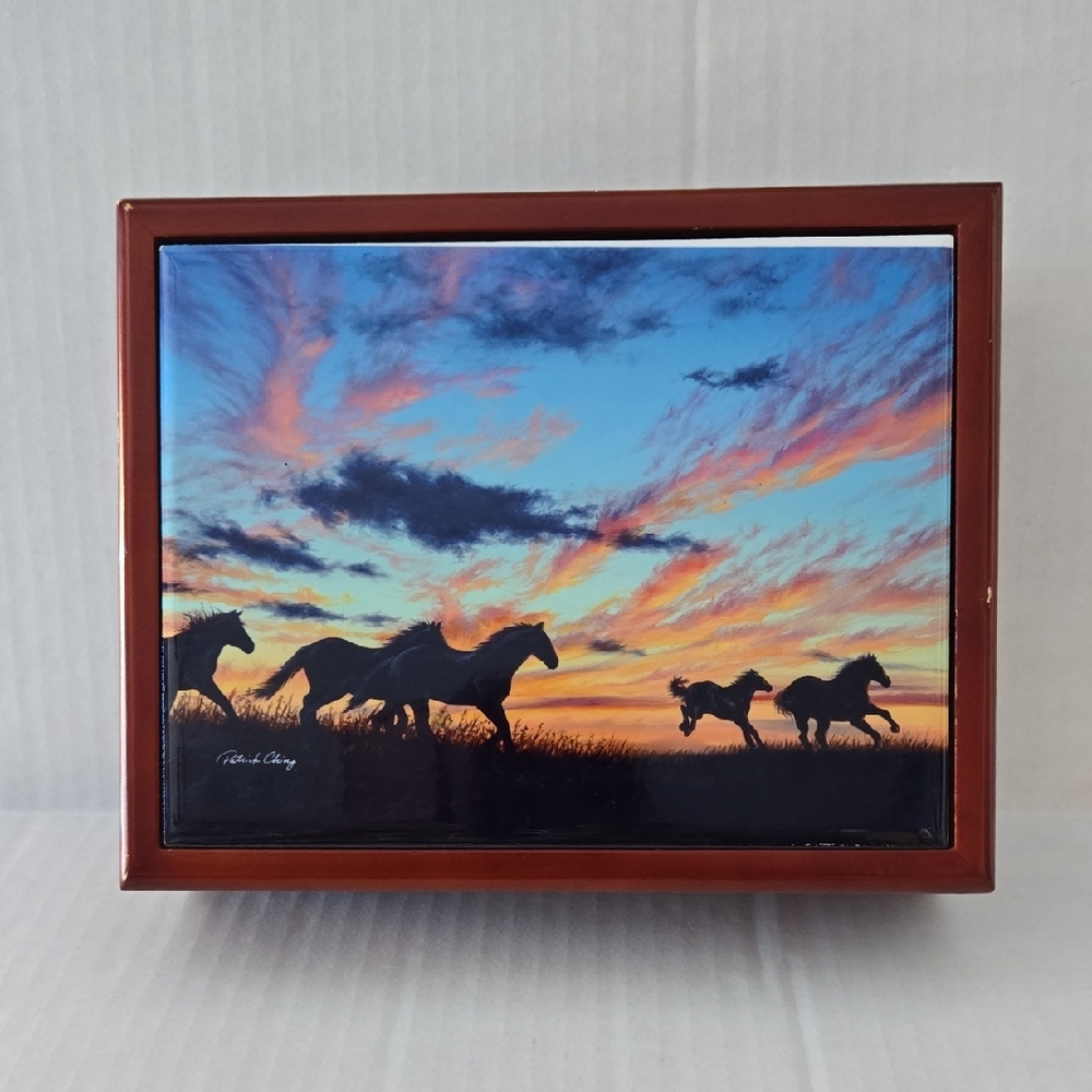 Patrick Ching Aloha Ahiahi Ceramic Tile Jewelry Box EUC 8.75"x2.5"x7"